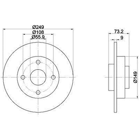Citroen C4 Arka Fren Diski Bilyalı TANE [Snr] (424966)
